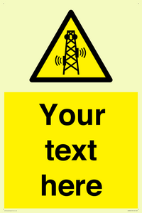 Custom warning RF radiation transmitter
